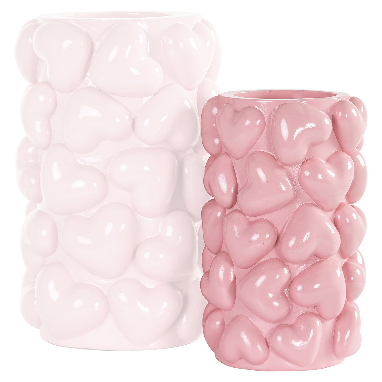 Kandelaar Emel hartjes klein (Roze)