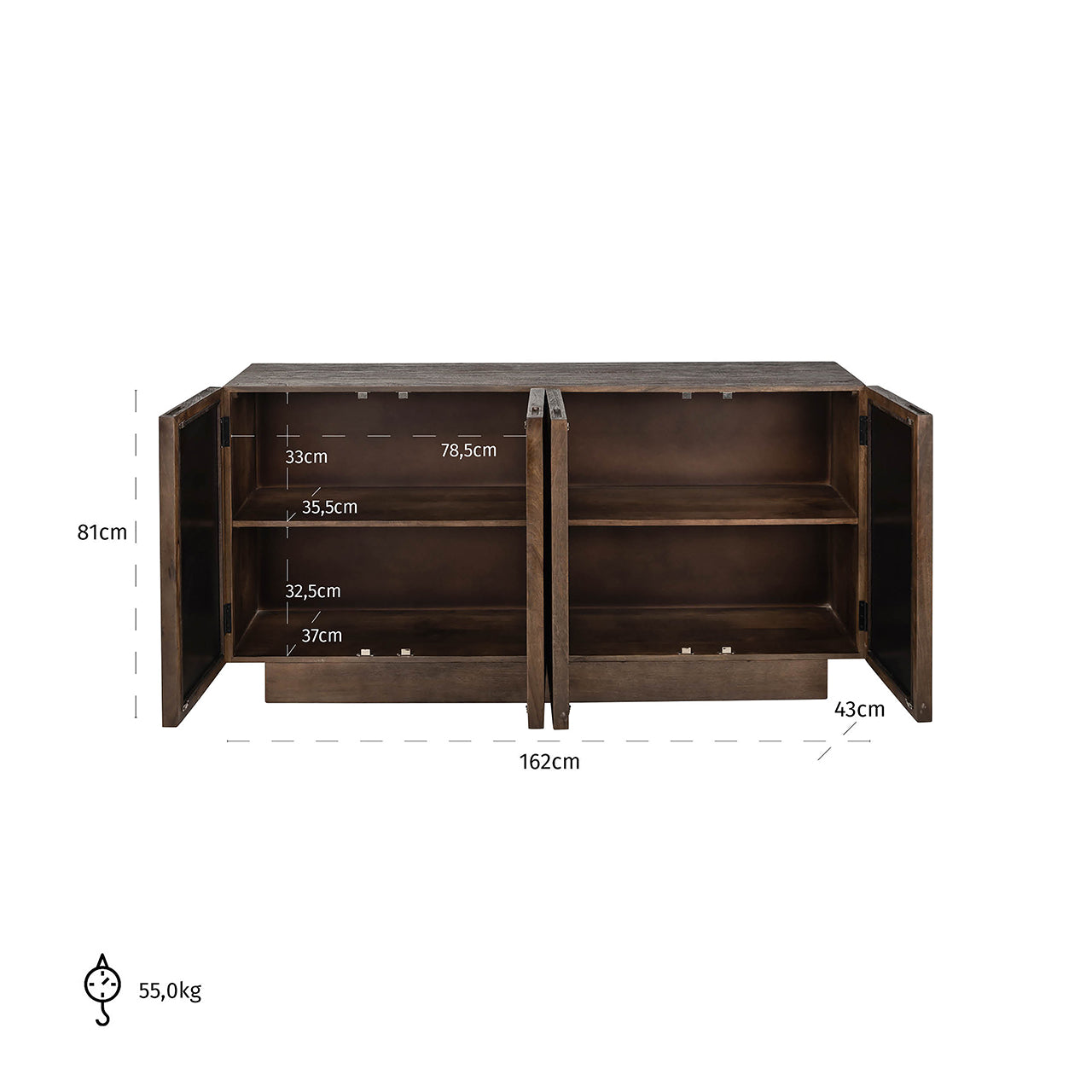 Dressoir Bryant 4-deuren (Bruin)