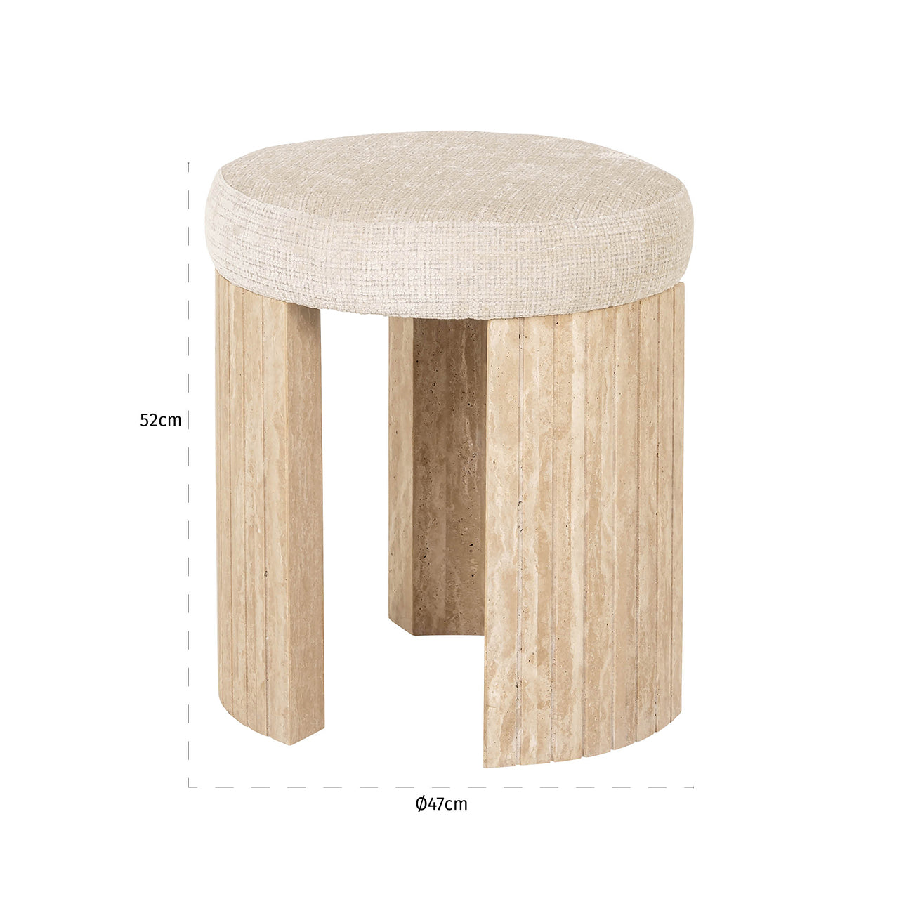 Poef Gallice natuurlijk beige travertijn (Beige)