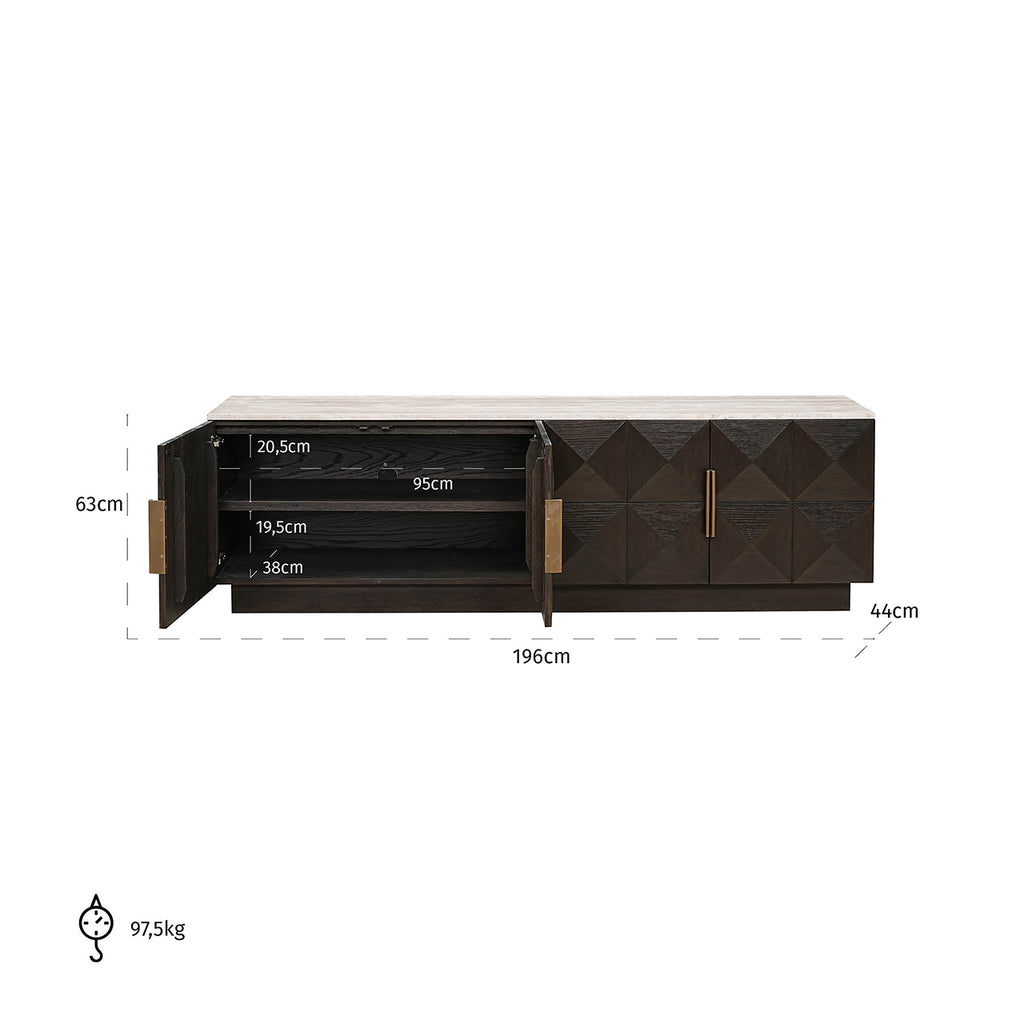 Tv-meubel Claremont 4-deurs (Bruin)