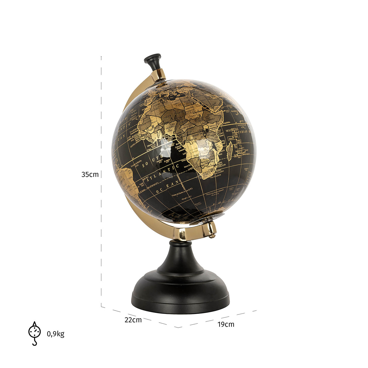 Deco object Jilly (Zwart/goud)