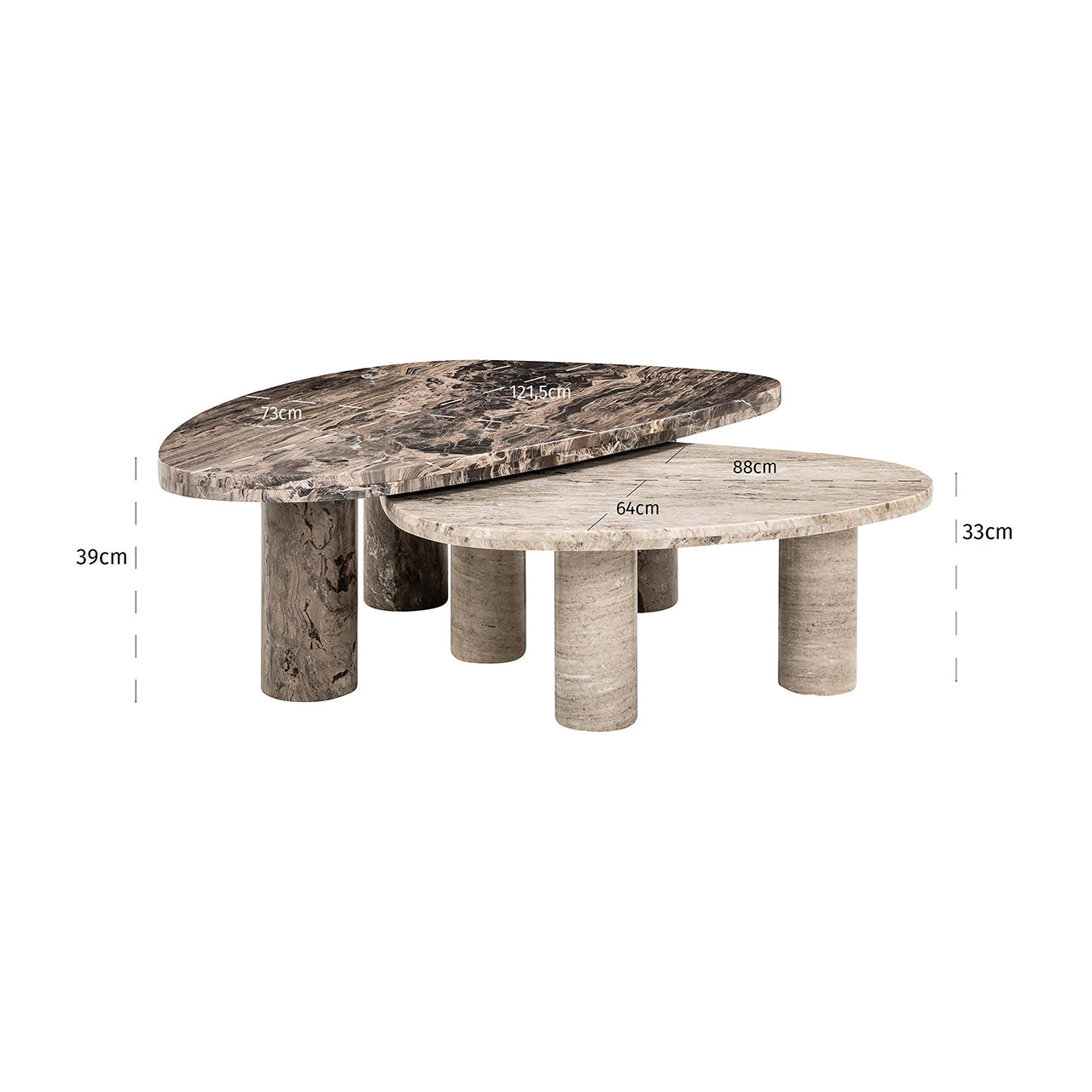 Salontafel Nazario set van 2 (Bruin)