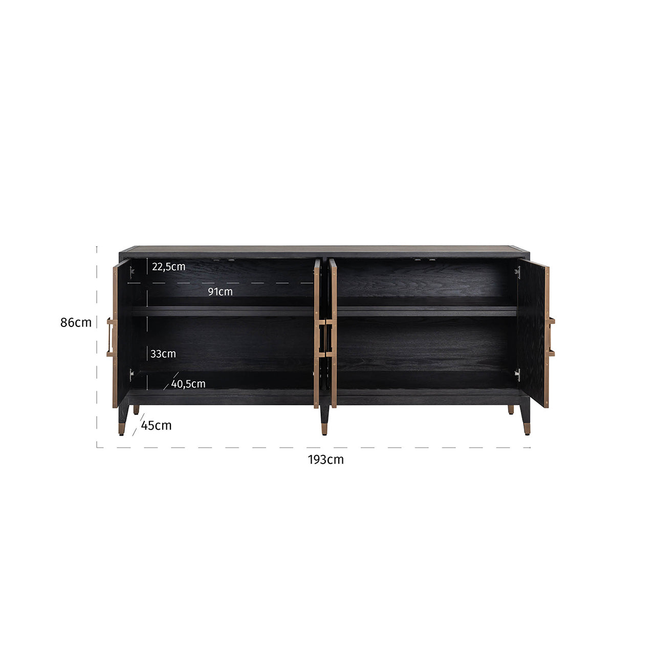 Dressoir Bloomville 4-deuren (Goud)