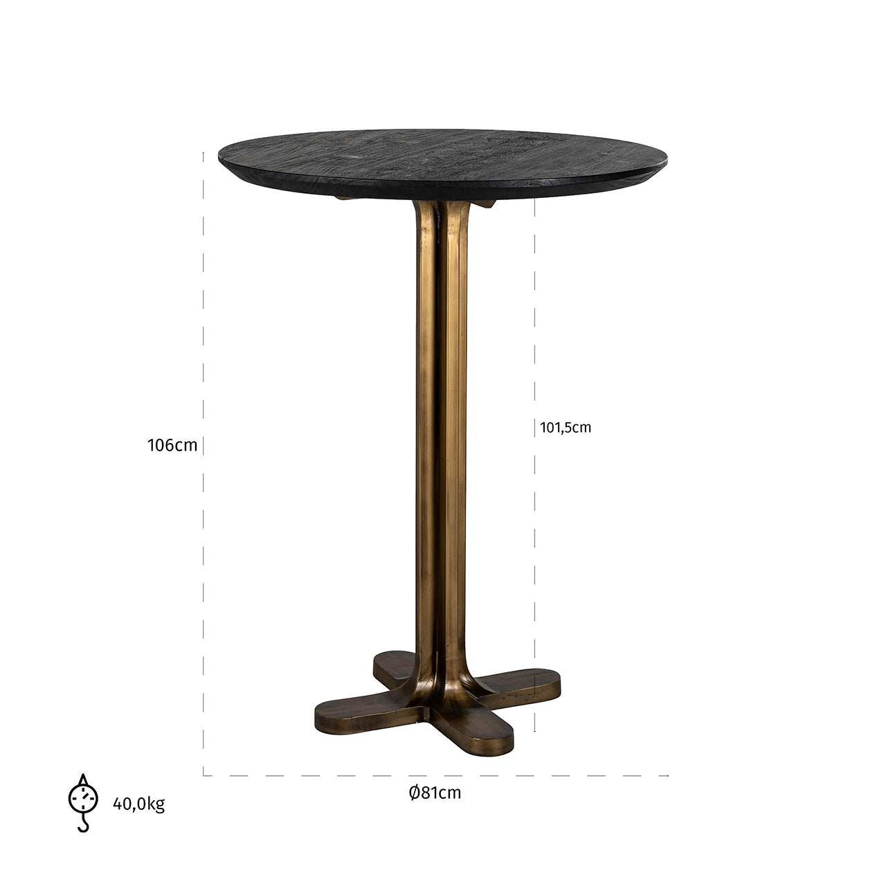 Bartafel Revelin 80 rond (Zwart/goud)