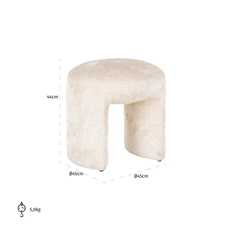Poef Fargo wit chenille (Bergen 900 wit chenille)