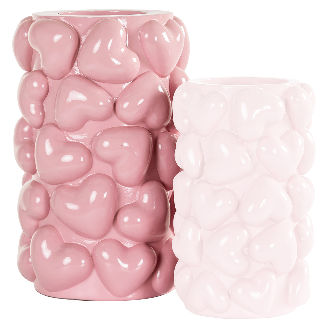 Kandelaar Emel harten groot (Roze)