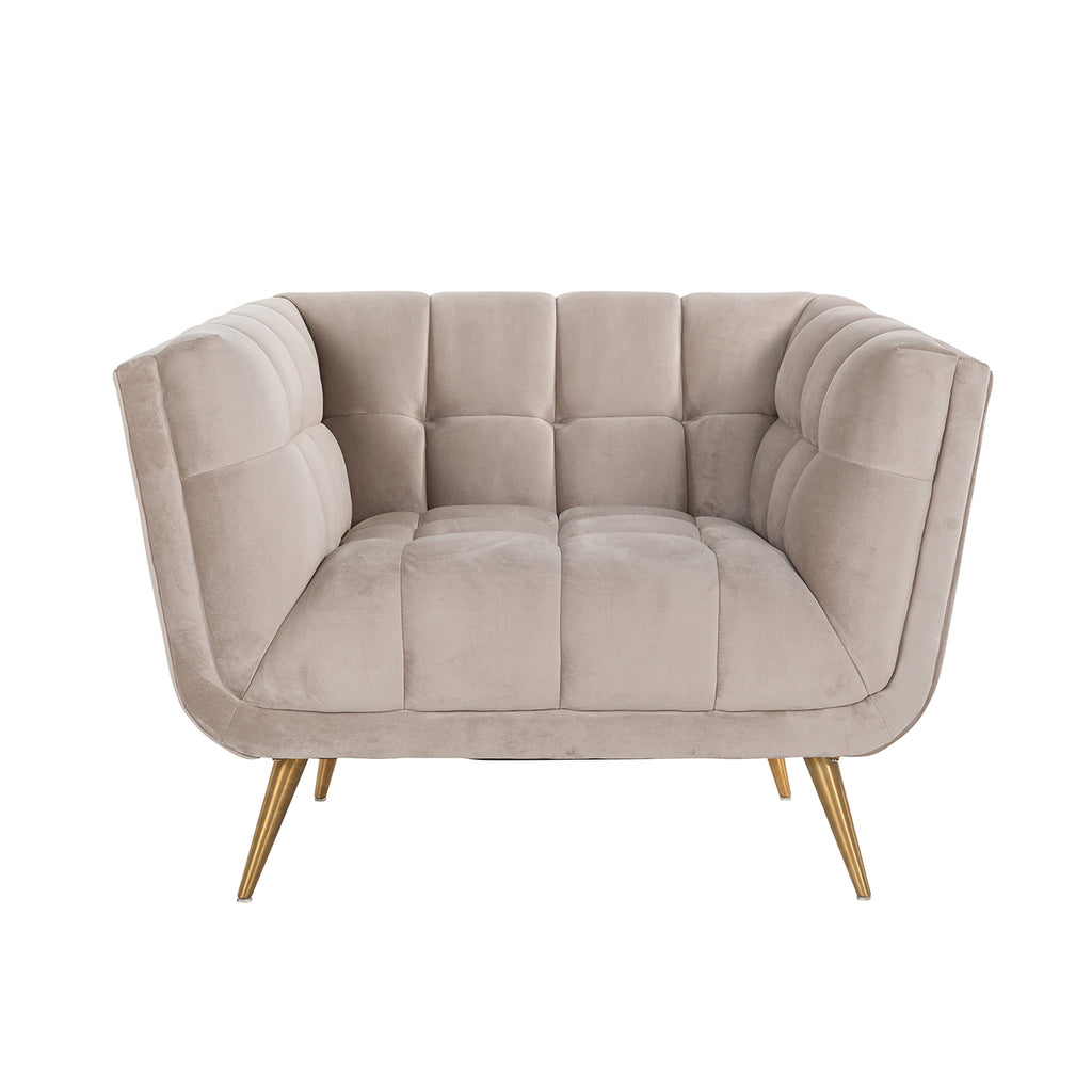 Fauteuil Huxley Khaki fluweel / Geborsteld goud (Quartz Khaki 903)