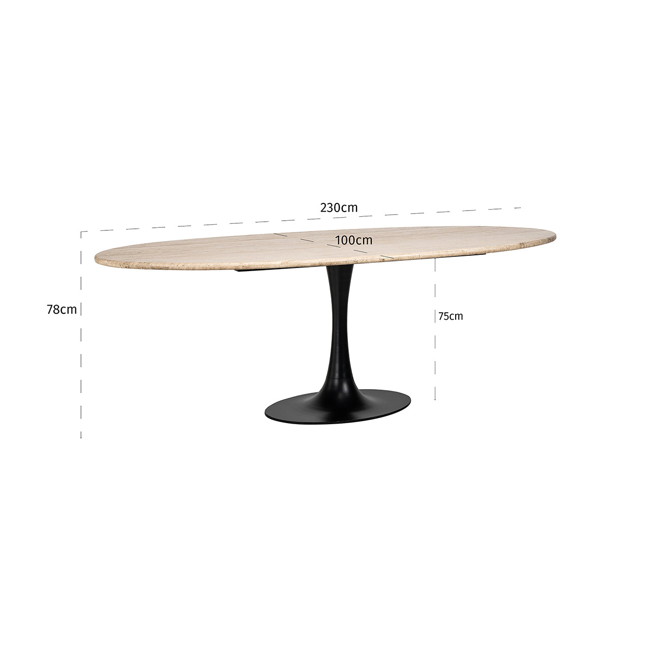 Eettafel Hampton ovaal 230 (Zwart)