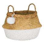 PomPom, size M white seagrass basket