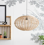 Natural rattan pumpkin pendant lamp