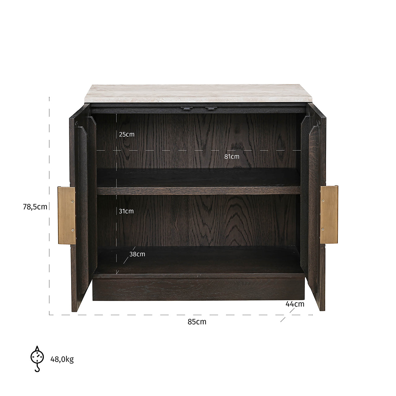 Dressoir Claremont 2-deurs (Bruin)