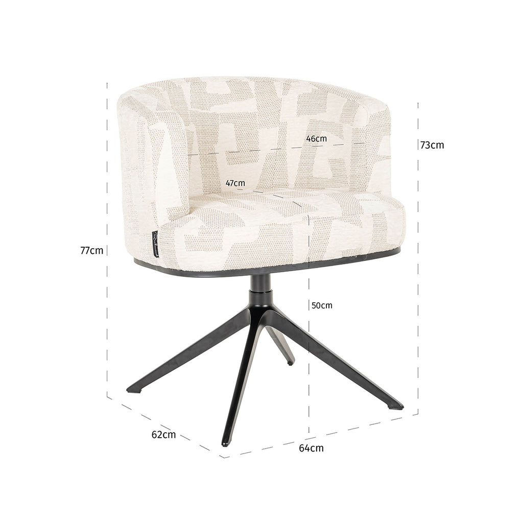 Draaifauteuil Cheyenne beige graffic (Beige graffic)