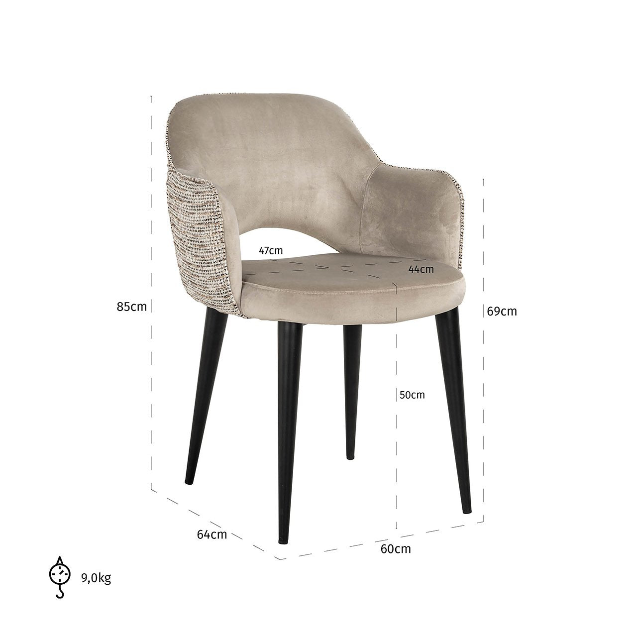 Armstoel Giovanna trendy nature/quartz khaki brandvertragend (Be Trendy 01 Nature)