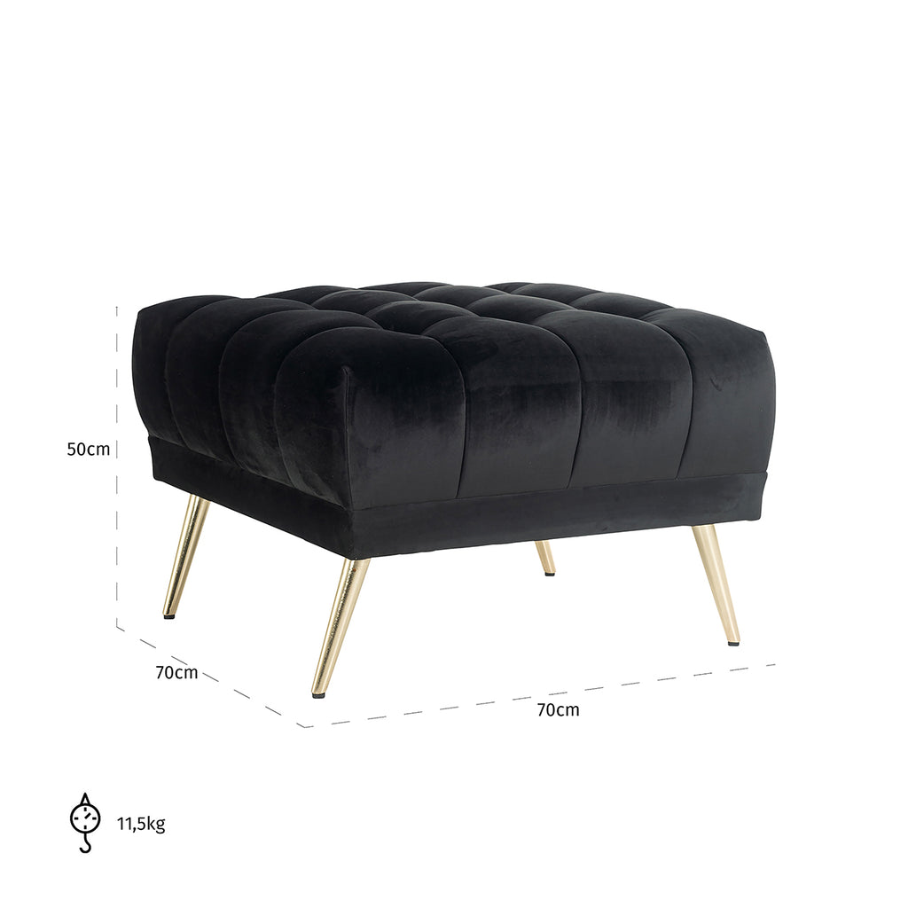Poef Huxley antraciet fluweel (Quartz Antraciet 801)