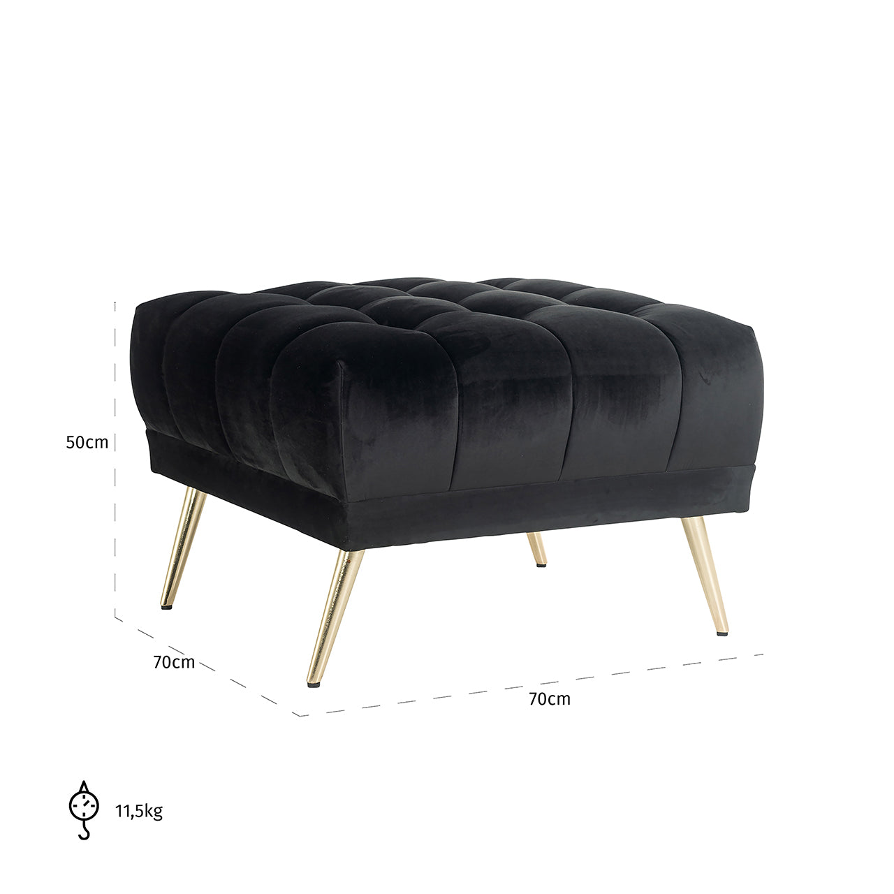 Poef Huxley antraciet fluweel (Quartz Antraciet 801)