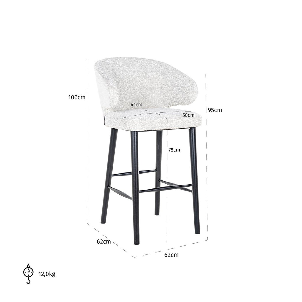 Barstoel Indigo wit bouclé (Copenhagen 900 Bouclé White)