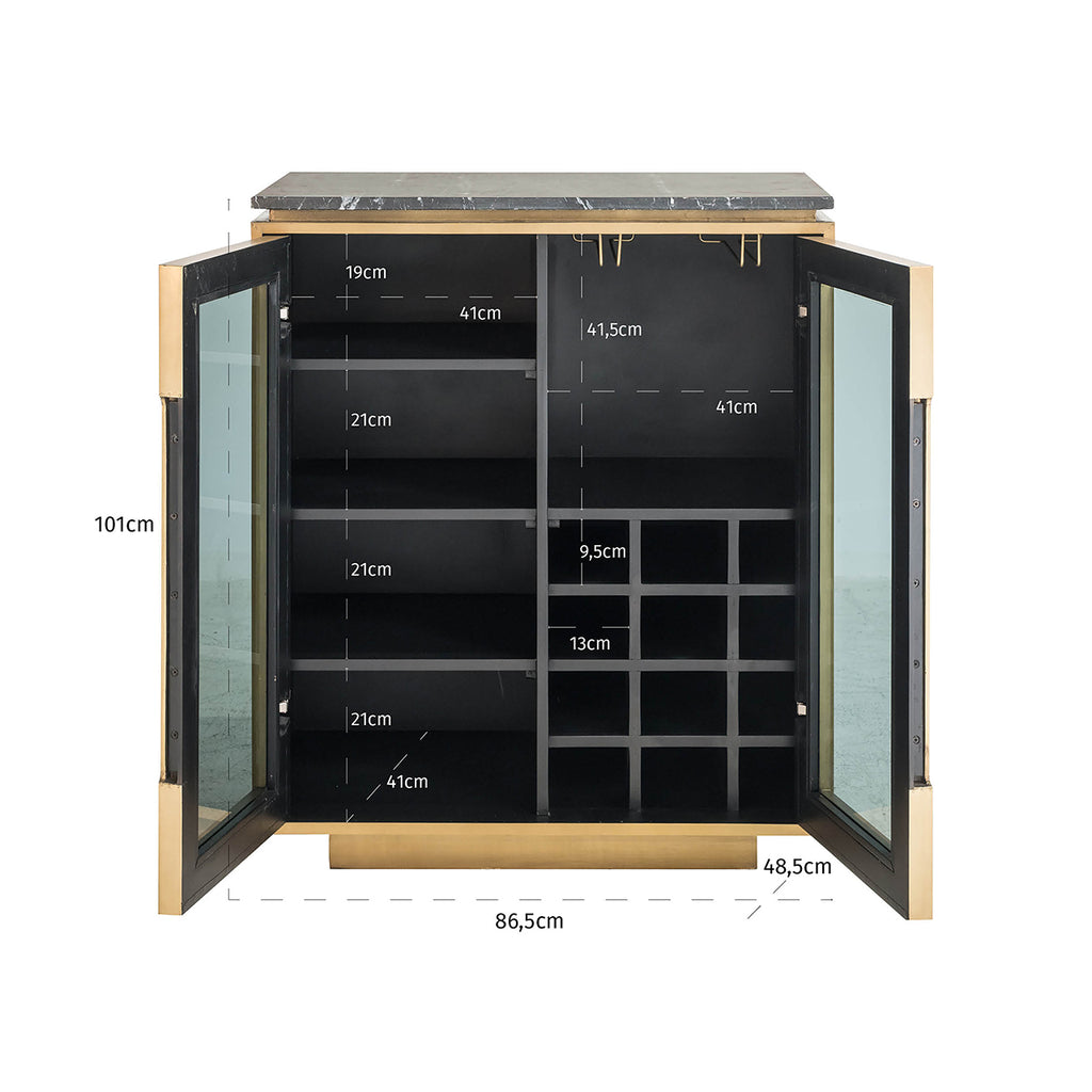 Dressoir Finsbury 2-deurs (Zwart/goud)