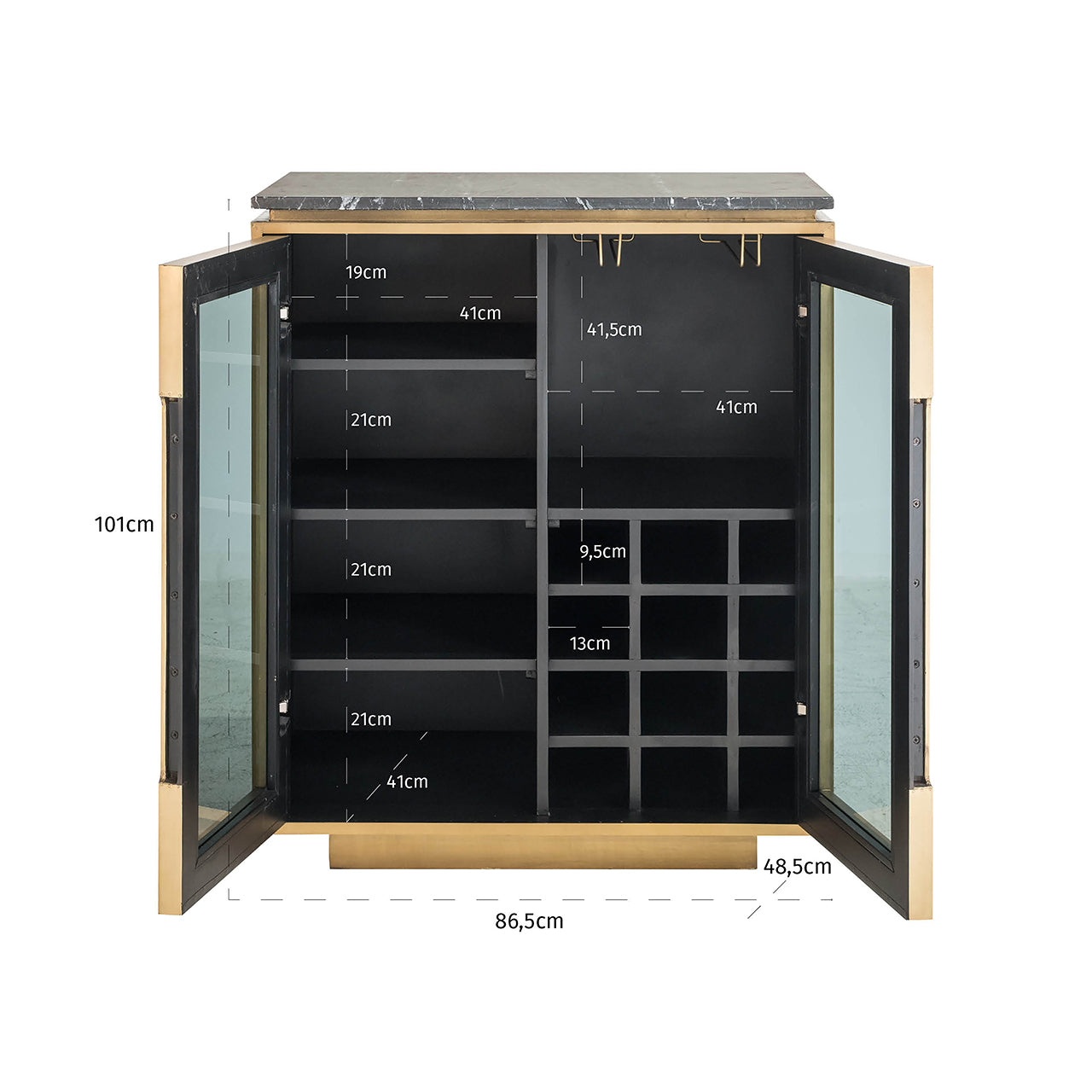 Dressoir Finsbury 2-deurs (Zwart/goud)