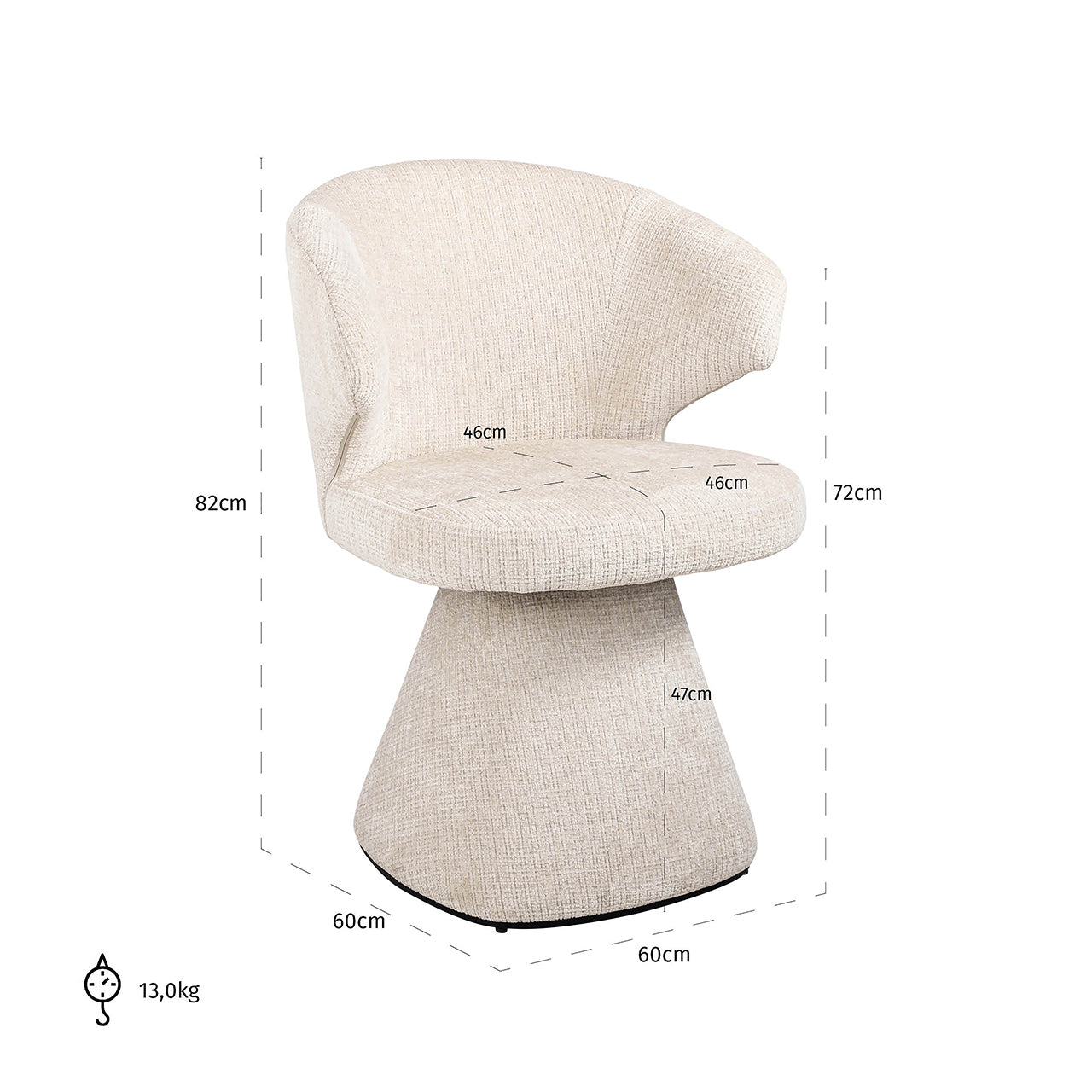 Stoel Gatsbi beige chenille brandvertragend (Niagara 902 beige Chenille)