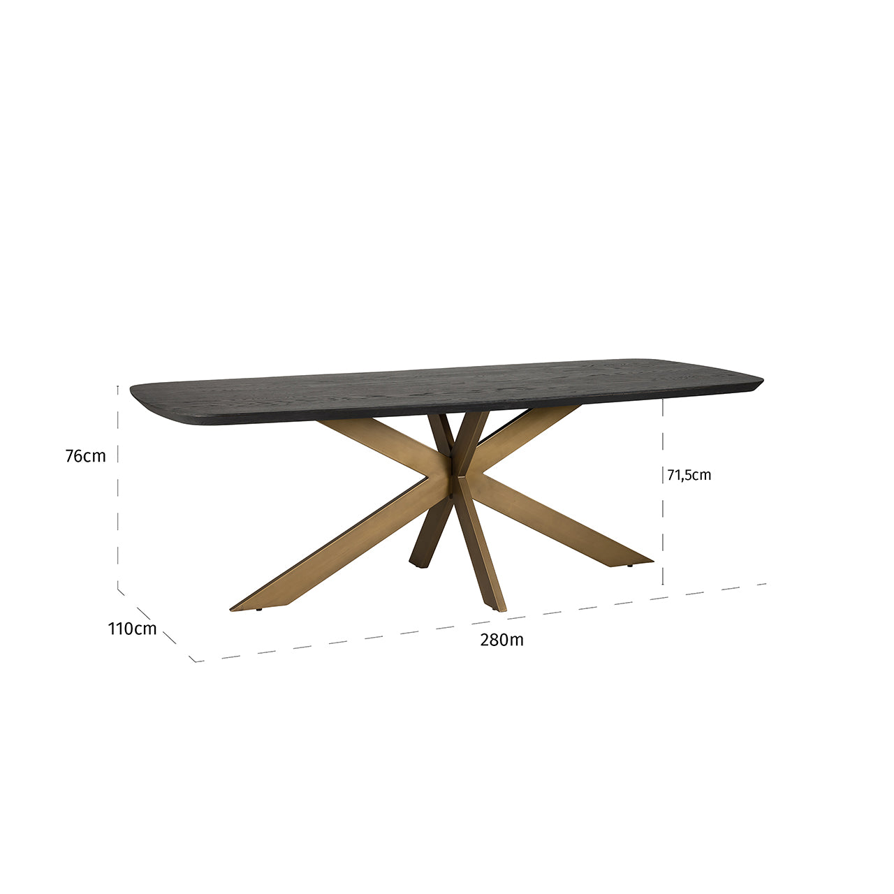Eettafel Cambon 280 Deens ovaal (Donker koffie)