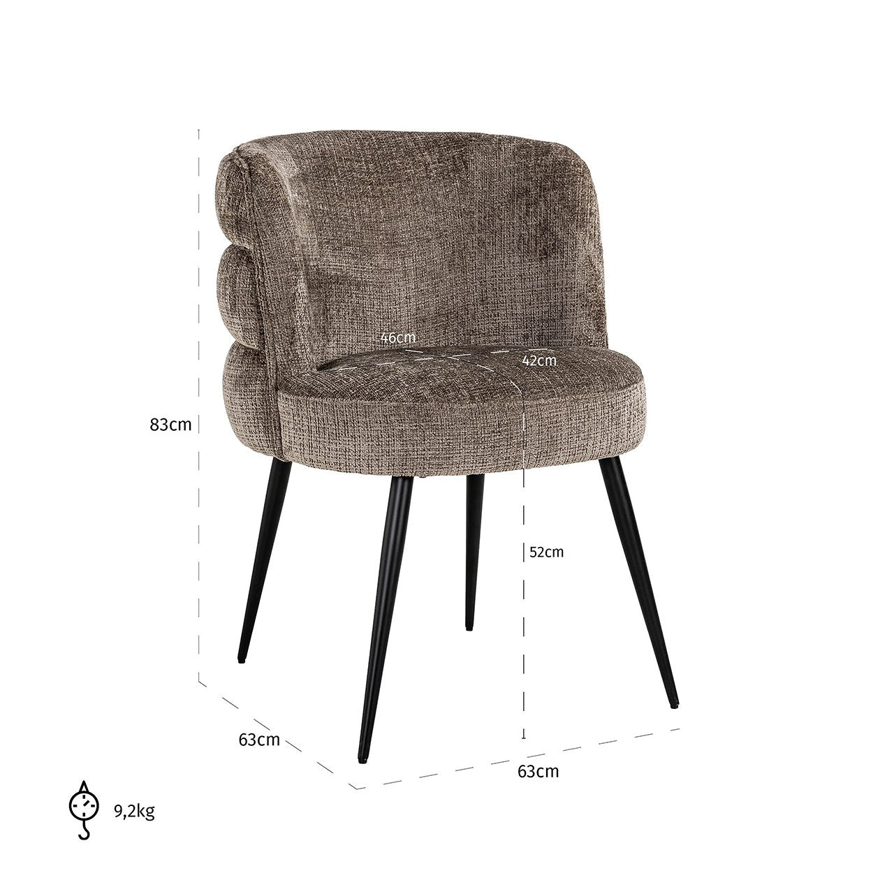 Stoel Stella steen chenille (Niagara 104 Stone Chenille)