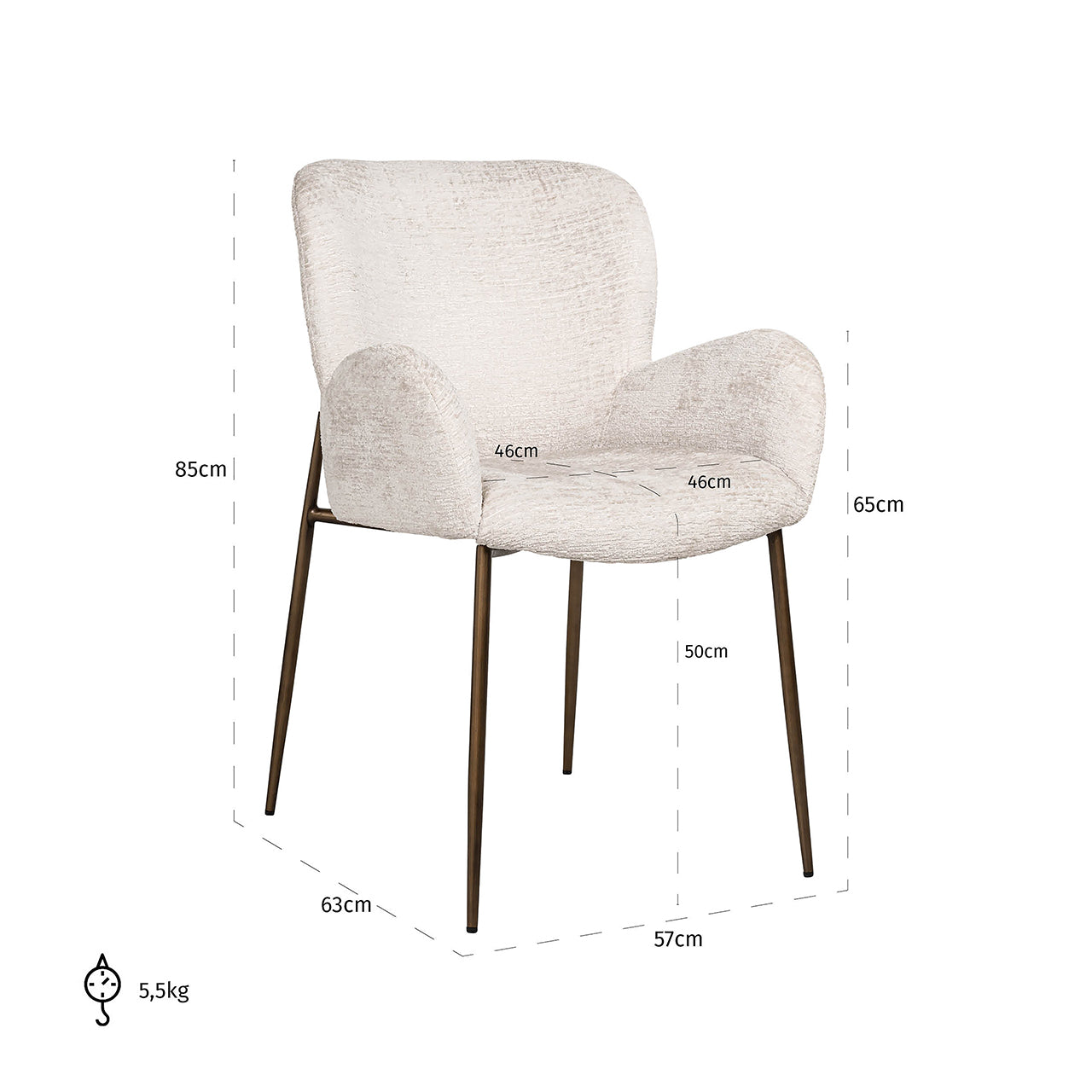 Stoel Amber crème fusie brandvertragend (FR-Fusion 02 Crème)