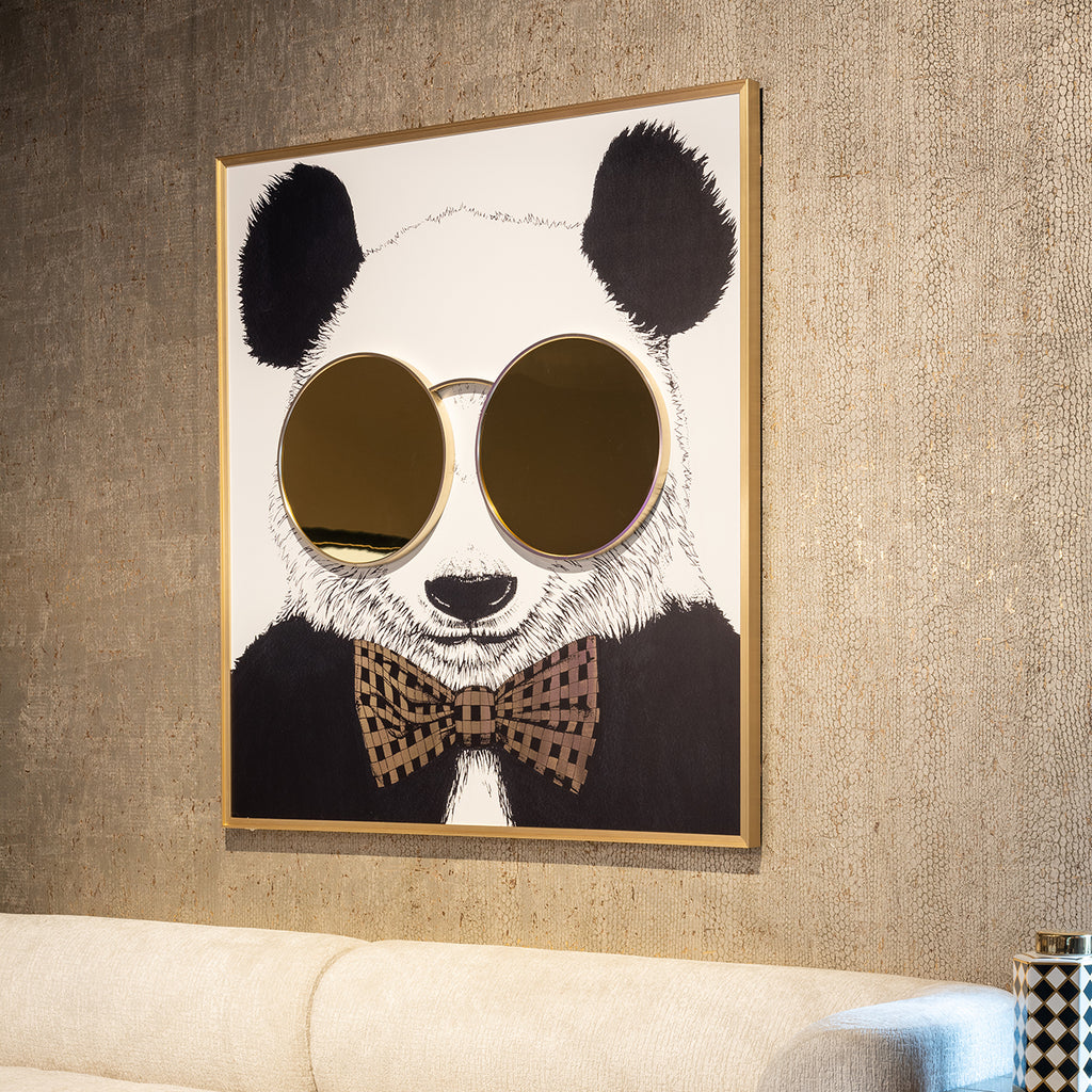 Wandkunst glanzende Panda (Zwart/goud)