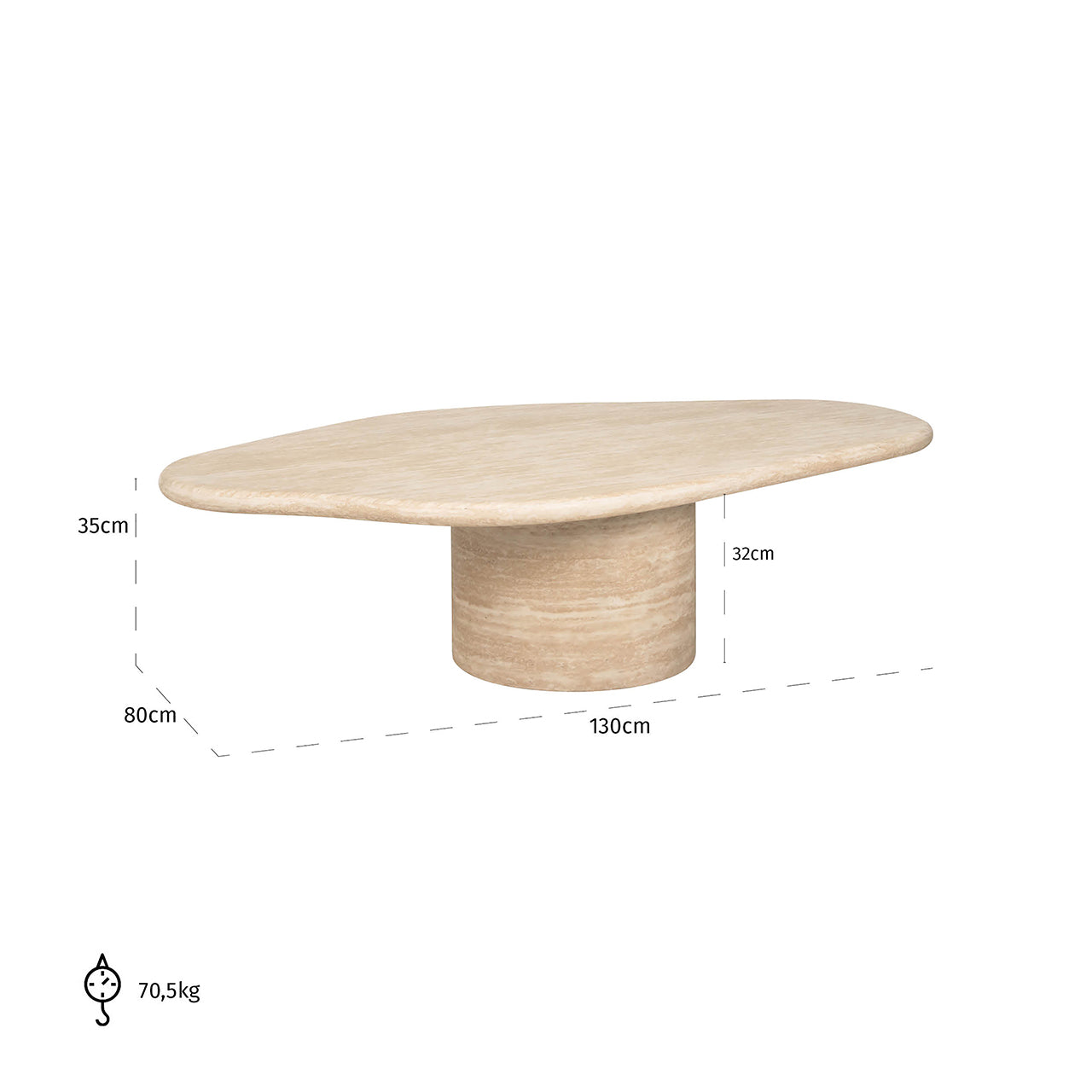 Salontafel Fictus Travertijn nep (Beige)