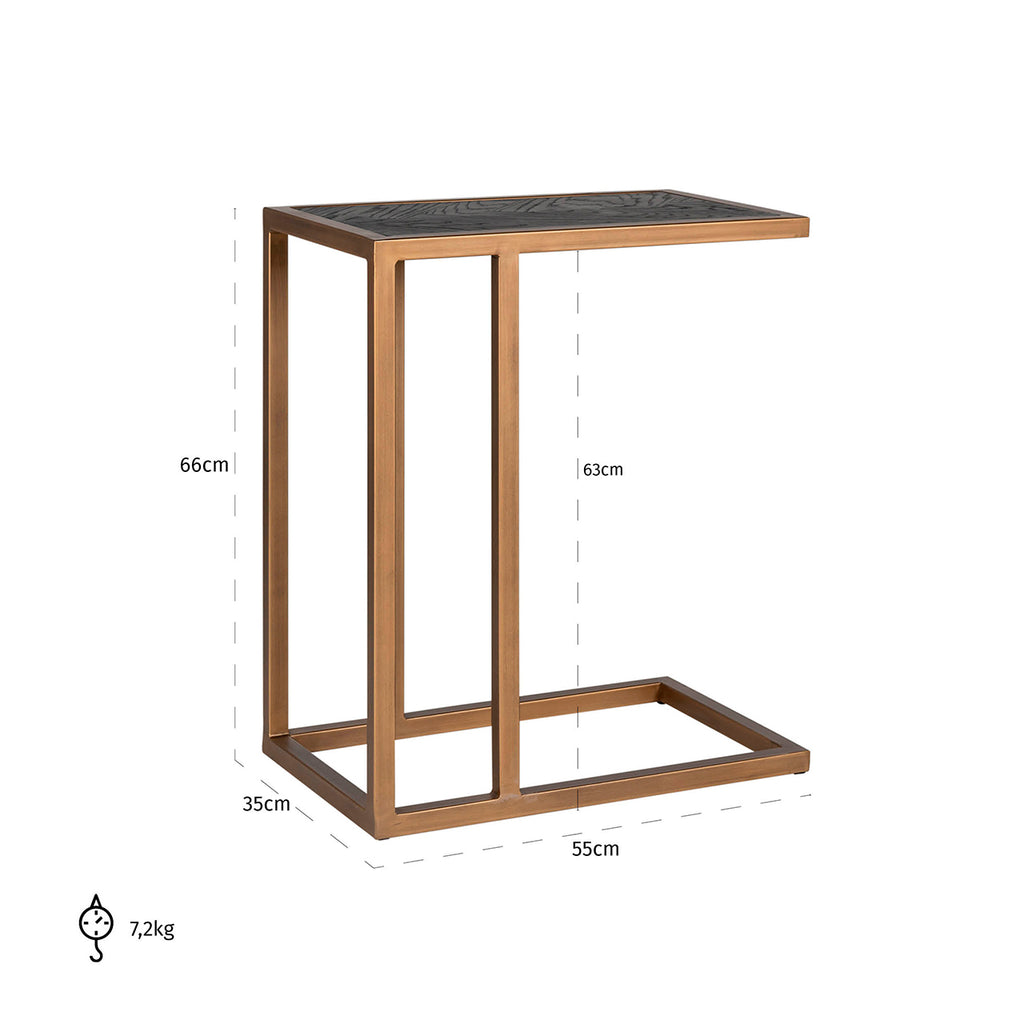 Sofatafel Blackbone messing (Zwart rustiek)