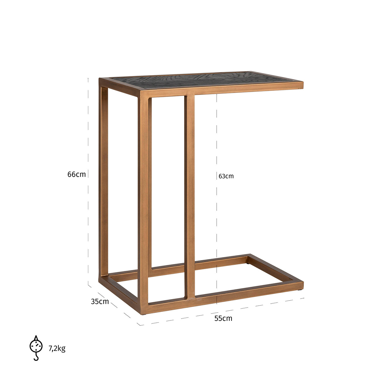Sofatafel Blackbone messing (Zwart rustiek)