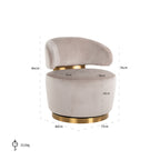 Draaifauteuil Maxime khaki fluweel (Quartz Khaki 903)