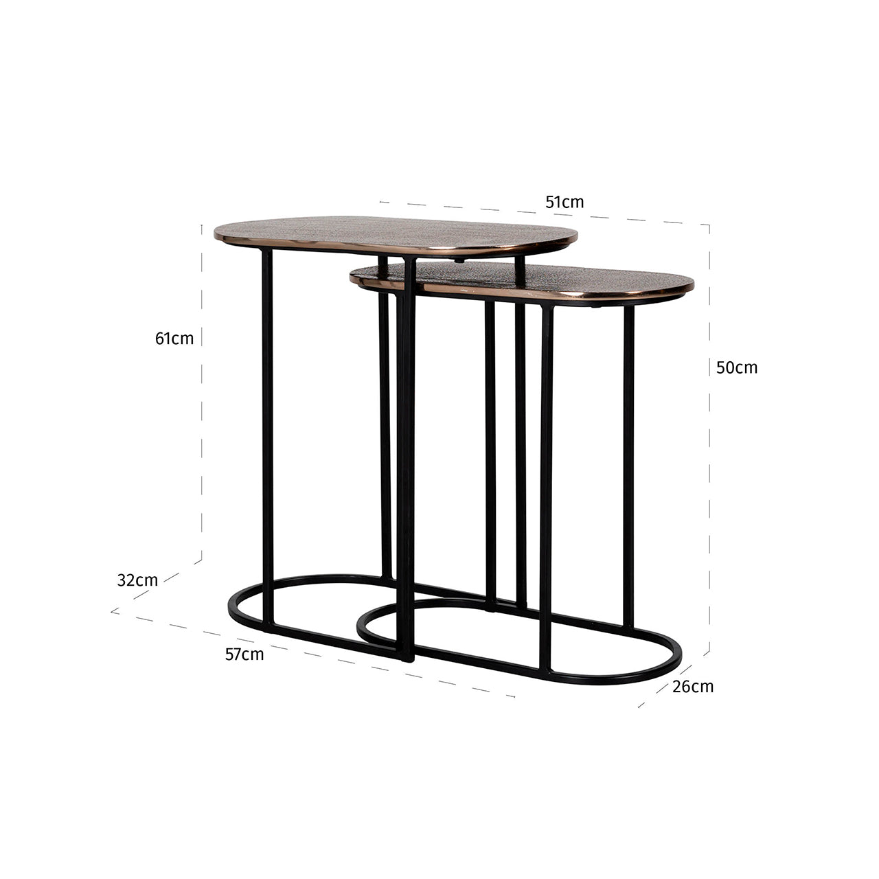 Bijzettafel Chandon set van 2 (Champagne goud)