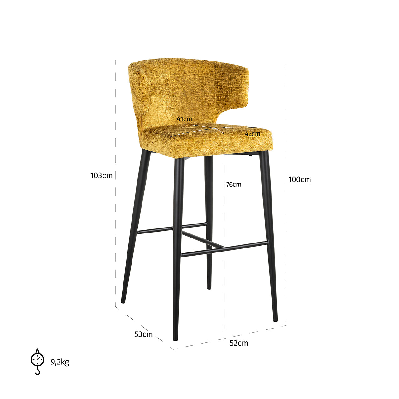 Barstoel Taylor mosterd fusion (Fusion mosterd 06)