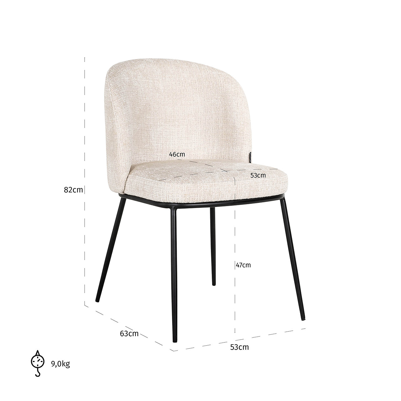 Stoel Elvi beige chenille brandvertragend (Niagara 902 beige Chenille)