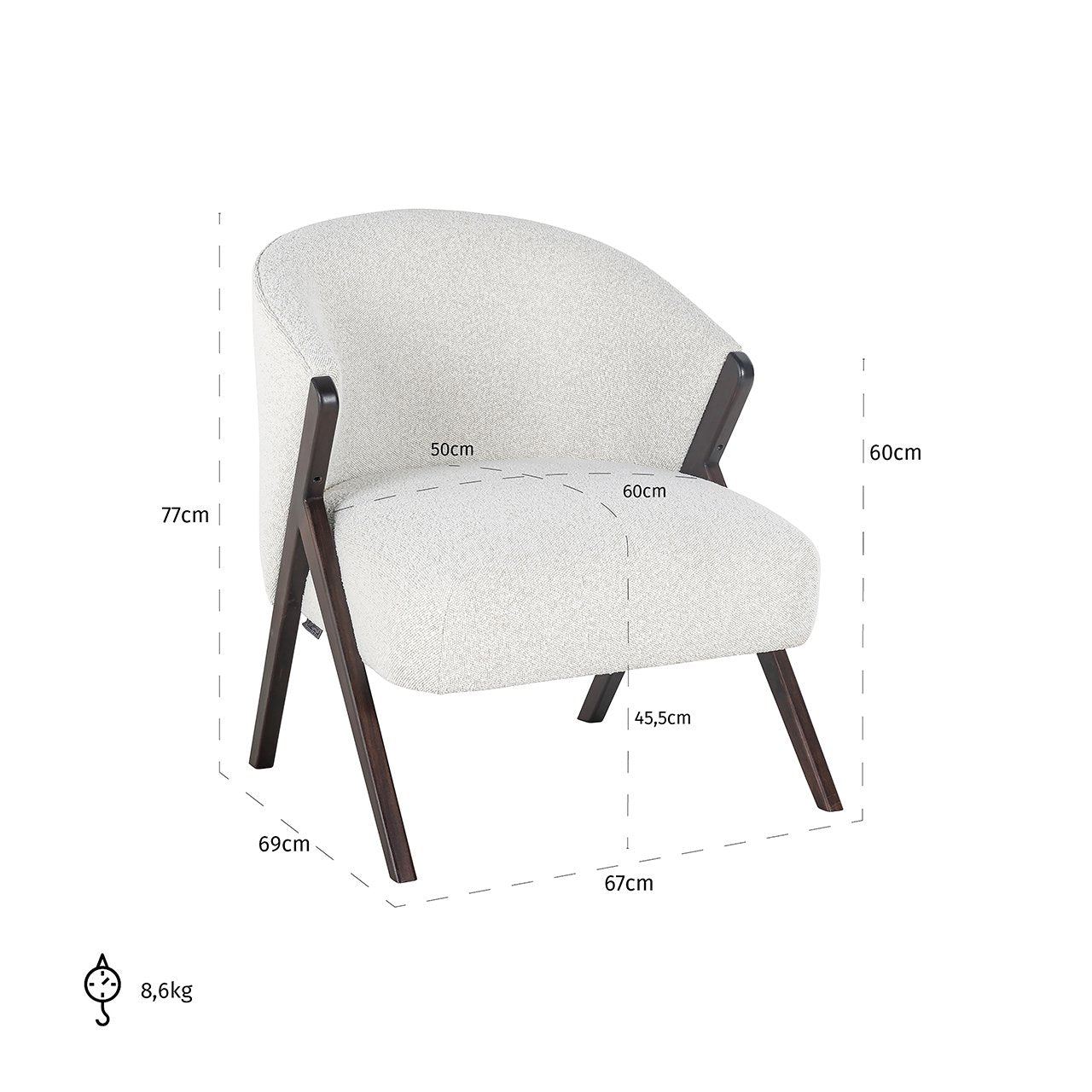 Fauteuil Mia wit bouclé (Copenhagen 900 Bouclé White)