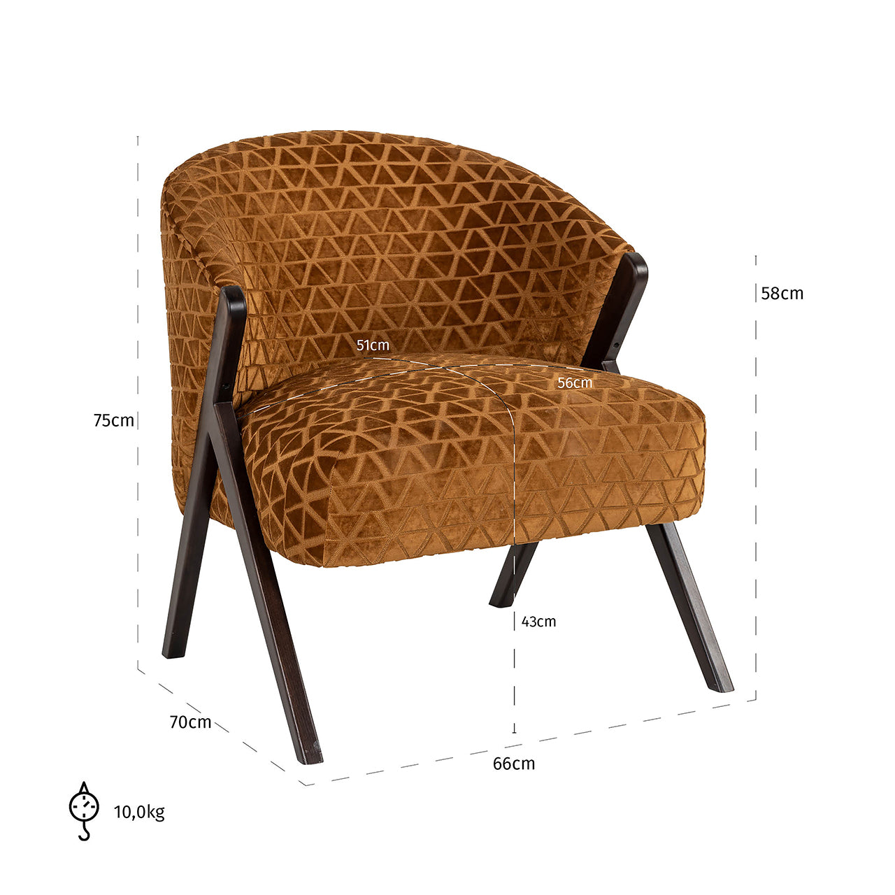 Fauteuil Mia gouden driehoek (Driehoek 2013 oud goud)