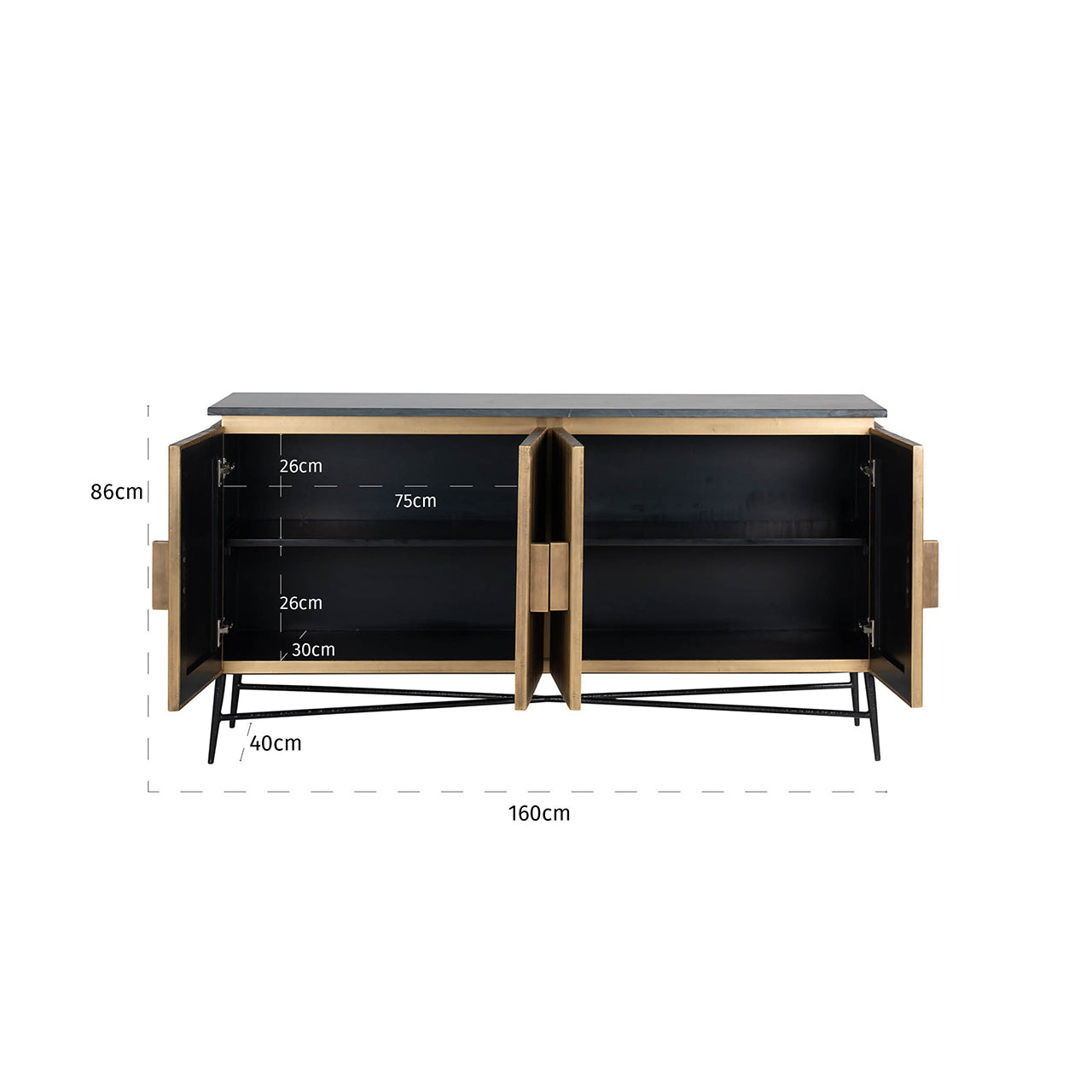 Dressoir Ironville 4-deuren (Goud)