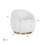 Draaifauteuil Jago wit bouclé / geborsteld goud (Copenhagen 900 Bouclé White)