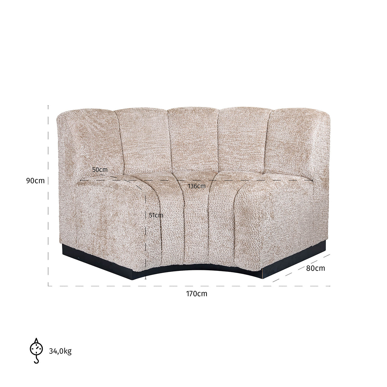Rechthoekige eetkamerbank Hillpark in mooie beige kleur (Be Lovely 170 Beige)