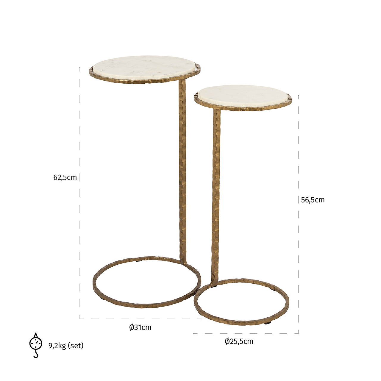 Bijzettafel Scofield set van 2 (Goud)