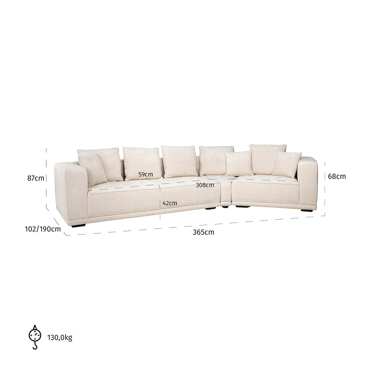Bank Lusso 4-zits beige chenille (Niagara 902 beige Chenille)