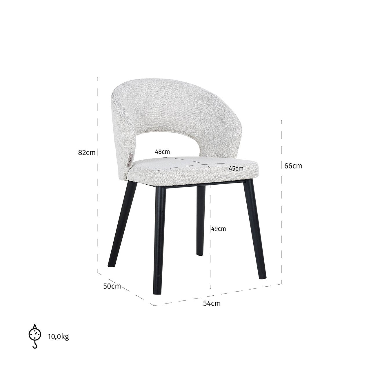 Stoel Savoy wit bouclé (Kopenhagen 900 Bouclé Wit)