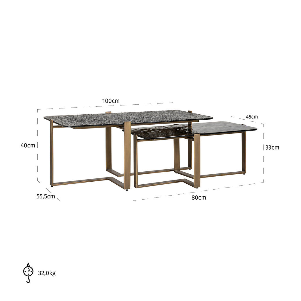 Salontafel Sterling set van 2 (Bruin)