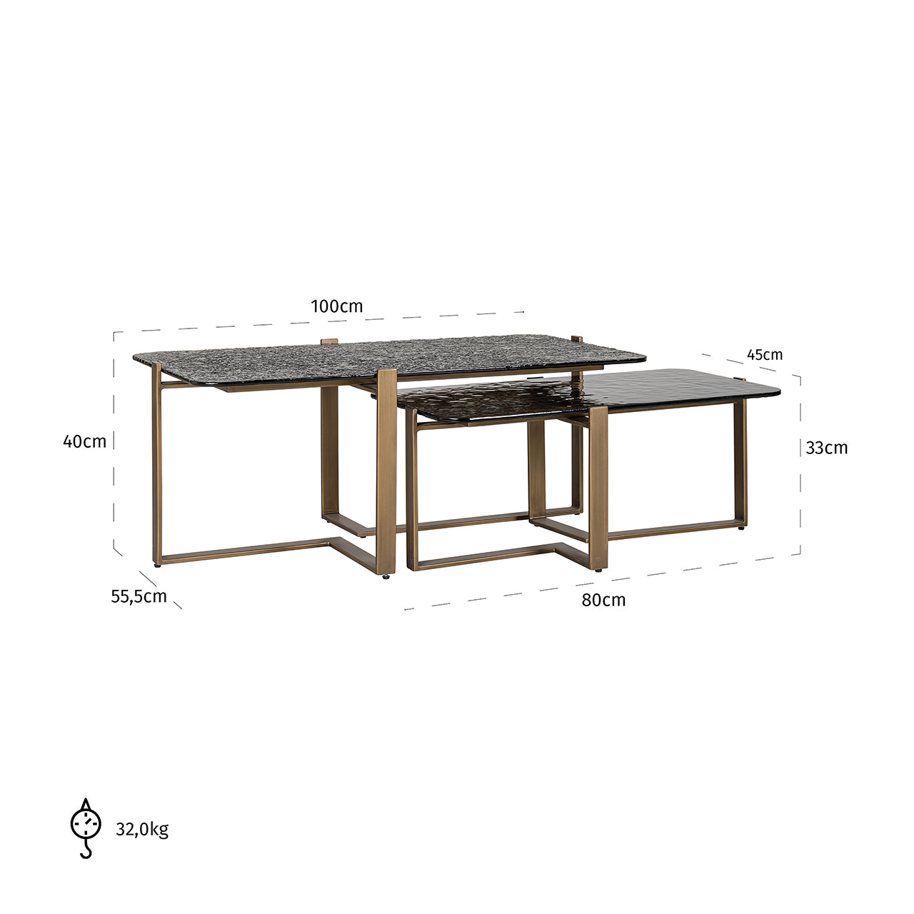 Salontafel Sterling set van 2 (Bruin)