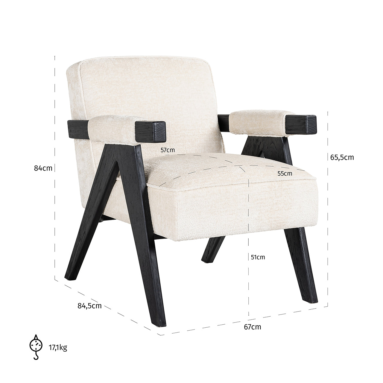 Fauteuil Cooper witte chenille (Bergen 900 witte chenille)
