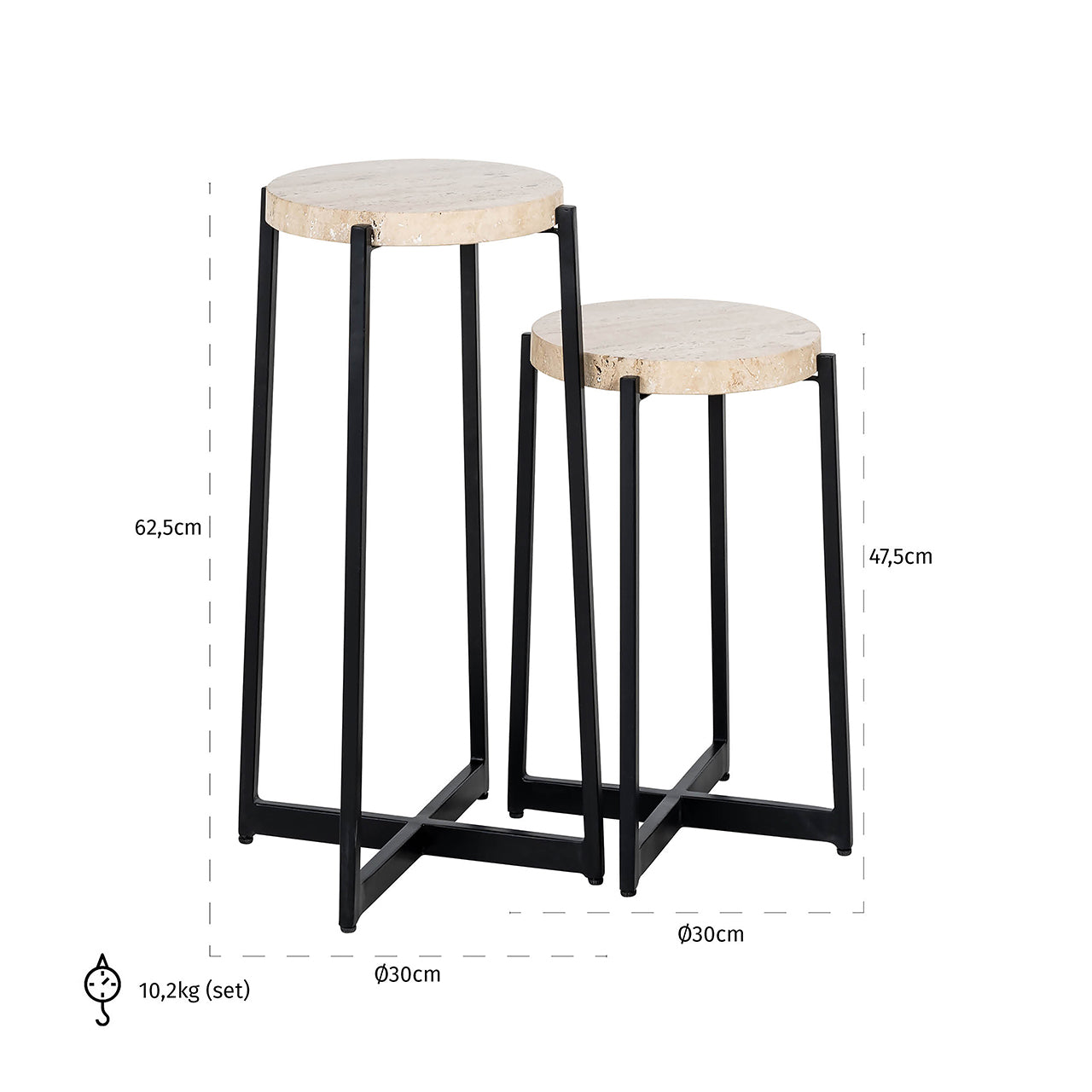 Bijzettafel Dillinger set van 2 (Beige)