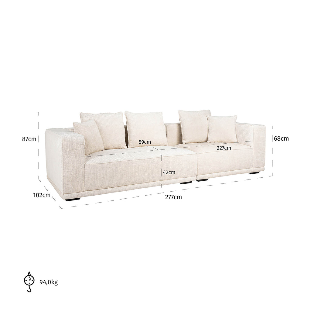 Bank Lusso 3-zits beige chenille (Niagara 902 beige Chenille)
