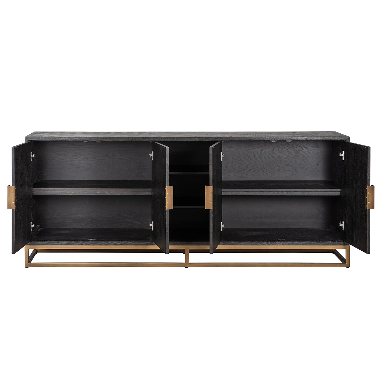 Dressoir Blackbone messing 4-deuren + open vak (Zwart rustiek)
