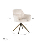 Draaistoel Aline wit chenille brandvertragend (FR-Bergen 900 wit chenille)