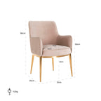 Stoel Breeze khaki fluweel / geborsteld goud brandvertragend (FR-Quartz 903 Khaki)